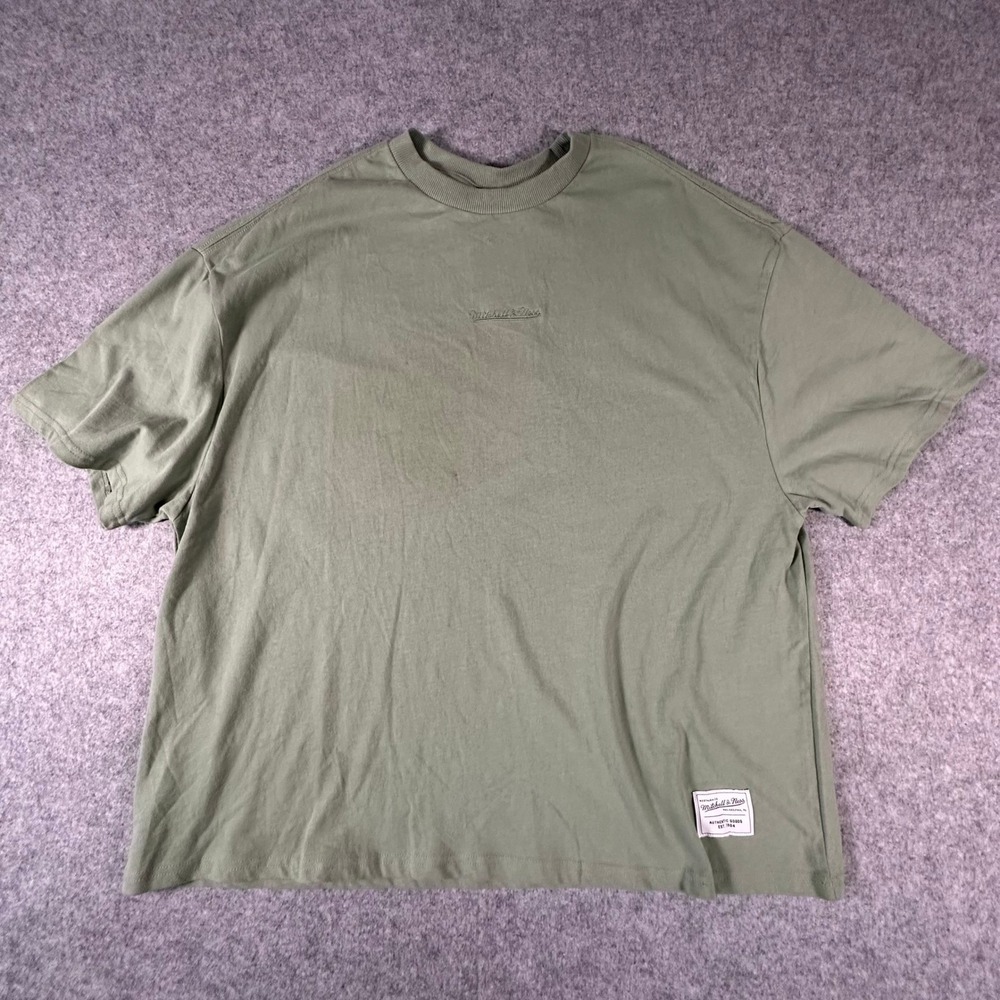 Mitchell‎ & Ness Branded Script Tee Mens XL Sage Green New With Flaws